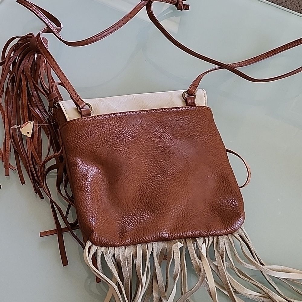 Carlos Falchi Lyric Boho Retro '60s Hippie Woodstock Themed Leather Bag New! - Picture 4 of 9